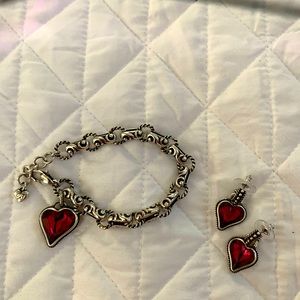 Brighton bracelet and earrings. Pink hearts